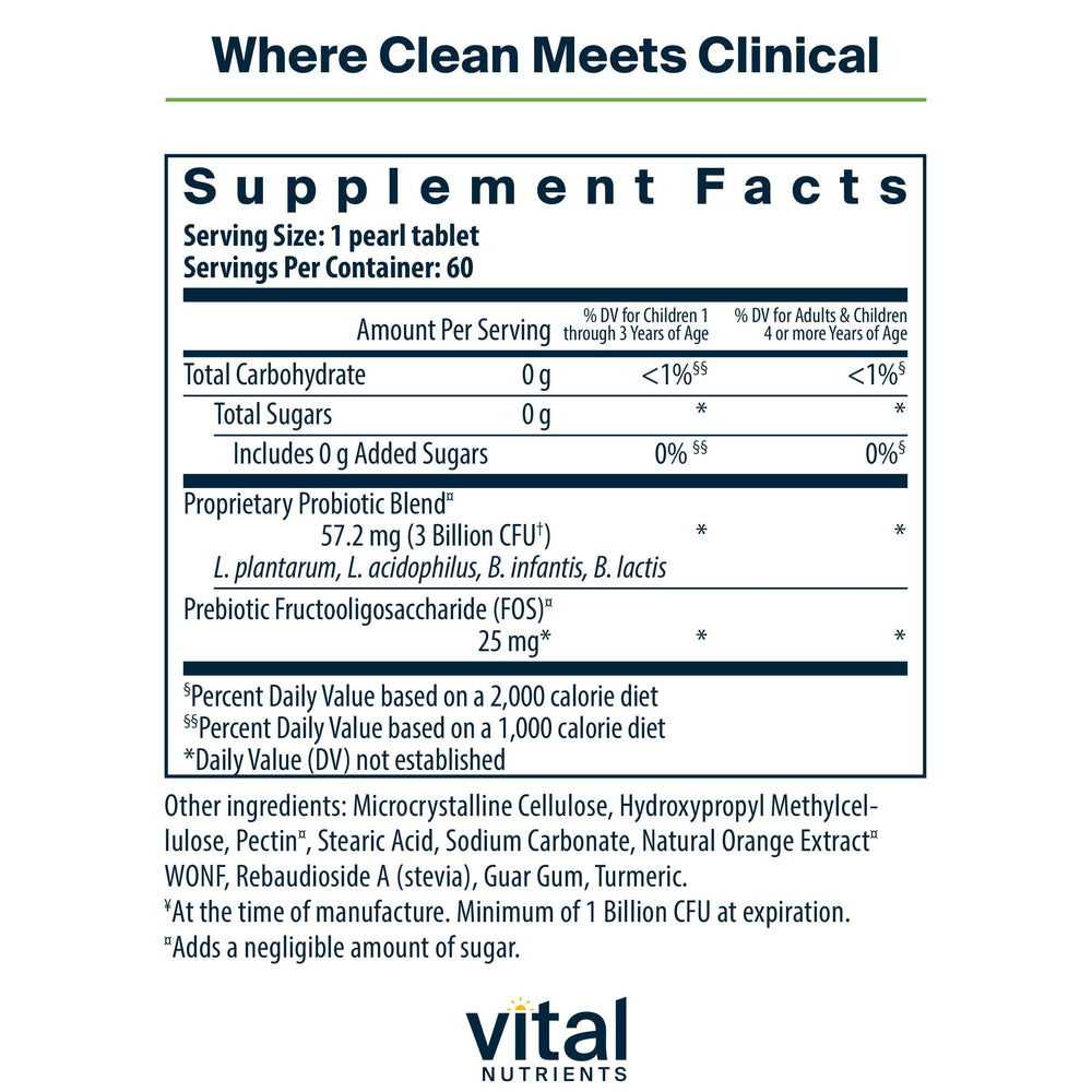 Hyperbiotics Vital Nutrients Pro Kids chewables close-up highlighting bite-sized easy-to-take pearls