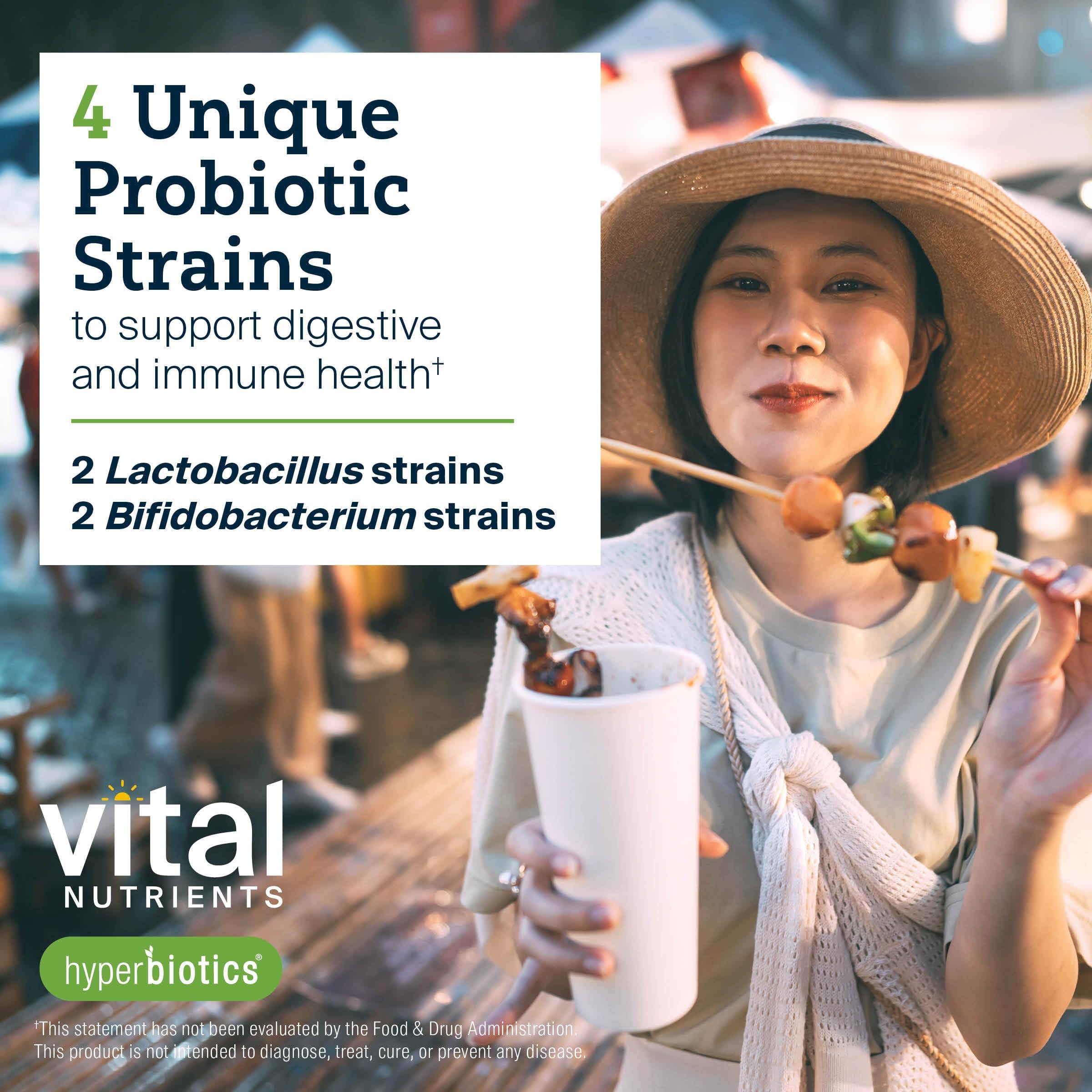 Shelf-stable Hyperbiotics Vital Nutrients Pro Kids bottle for non-refrigeration use