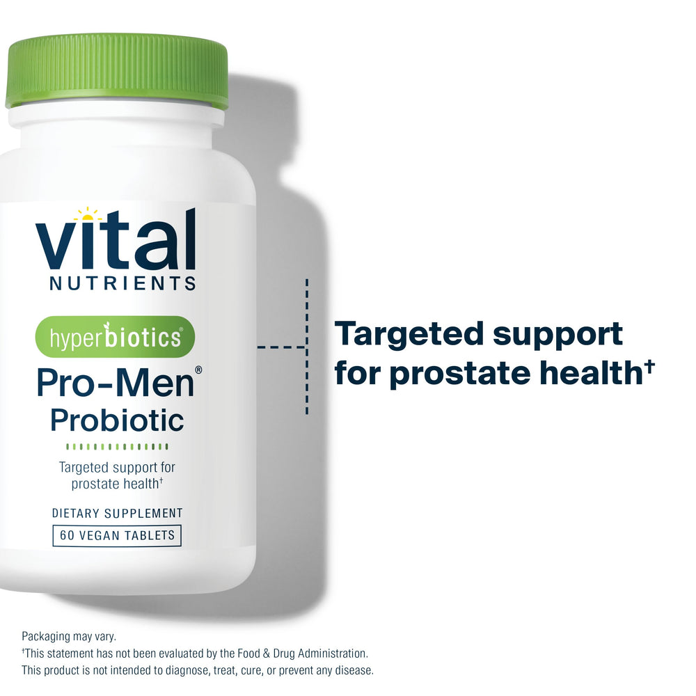 Hyperbiotics Vital Nutrients Pro Men six-strain blend with curcumin visual communicates targeted support
