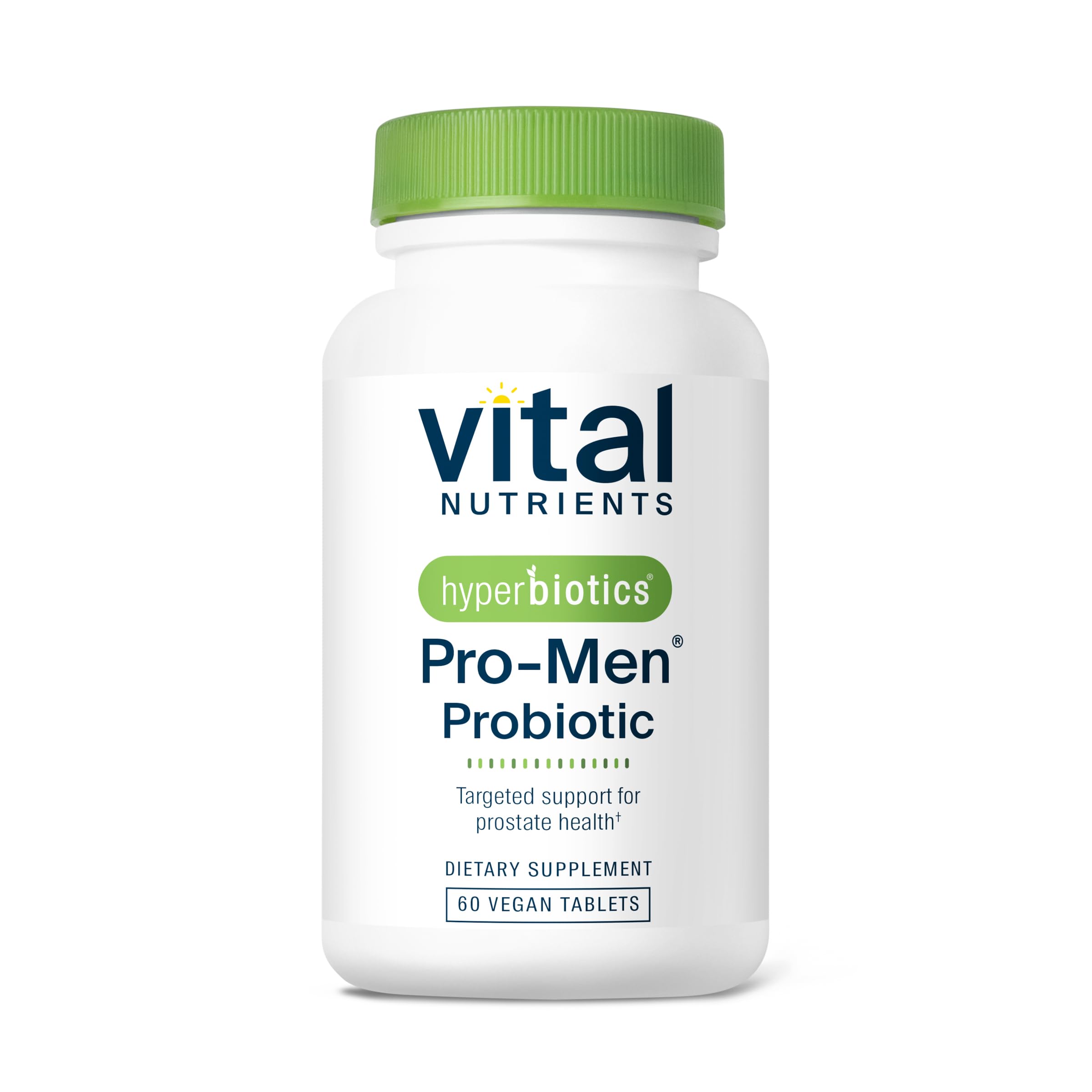 Hyperbiotics Vital Nutrients Pro Men bottle front supports daily gut balance