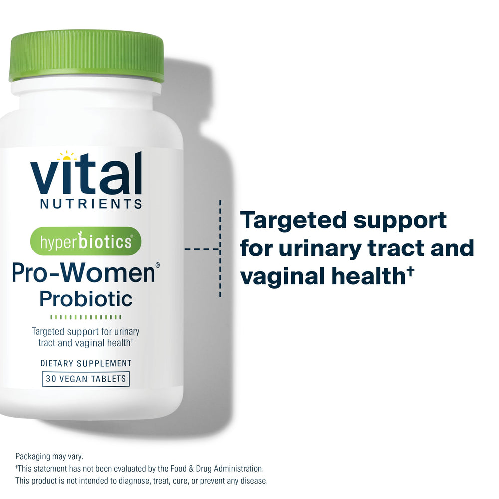 Ingredients panel showing six targeted strains for women's health