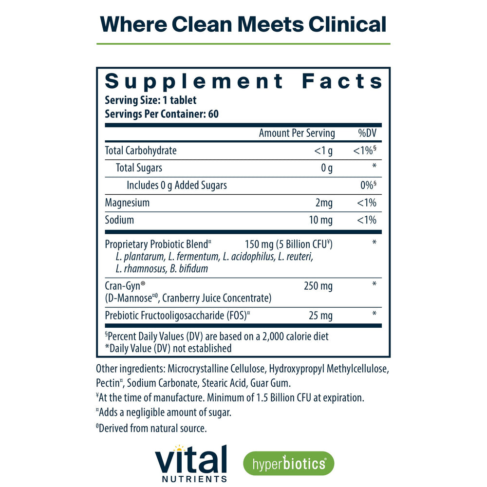 Closeup of Hyperbiotics Pro Women tablets for convenient daily use