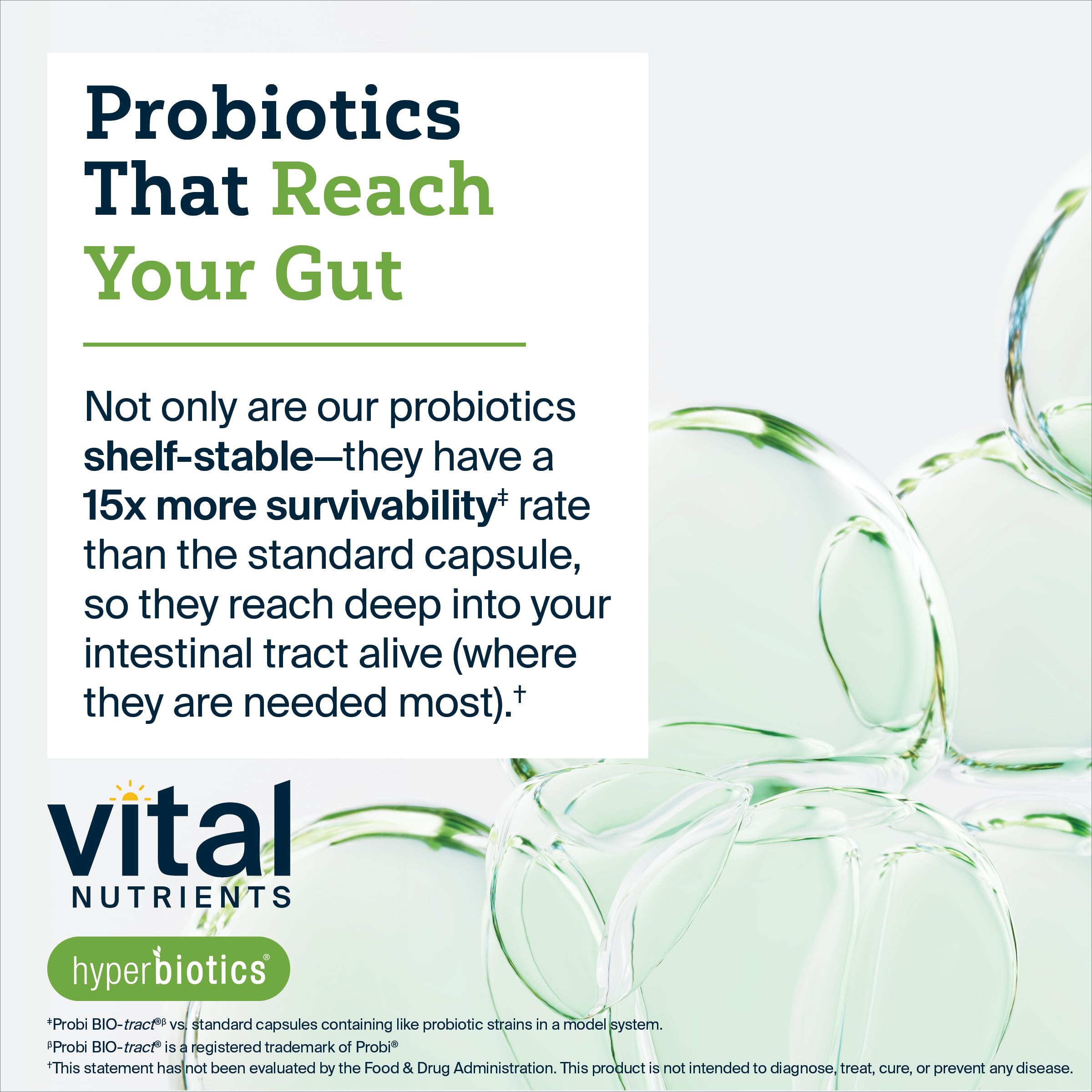 Hyperbiotics Vital Nutrients seven strains illustration lists seven probiotic species