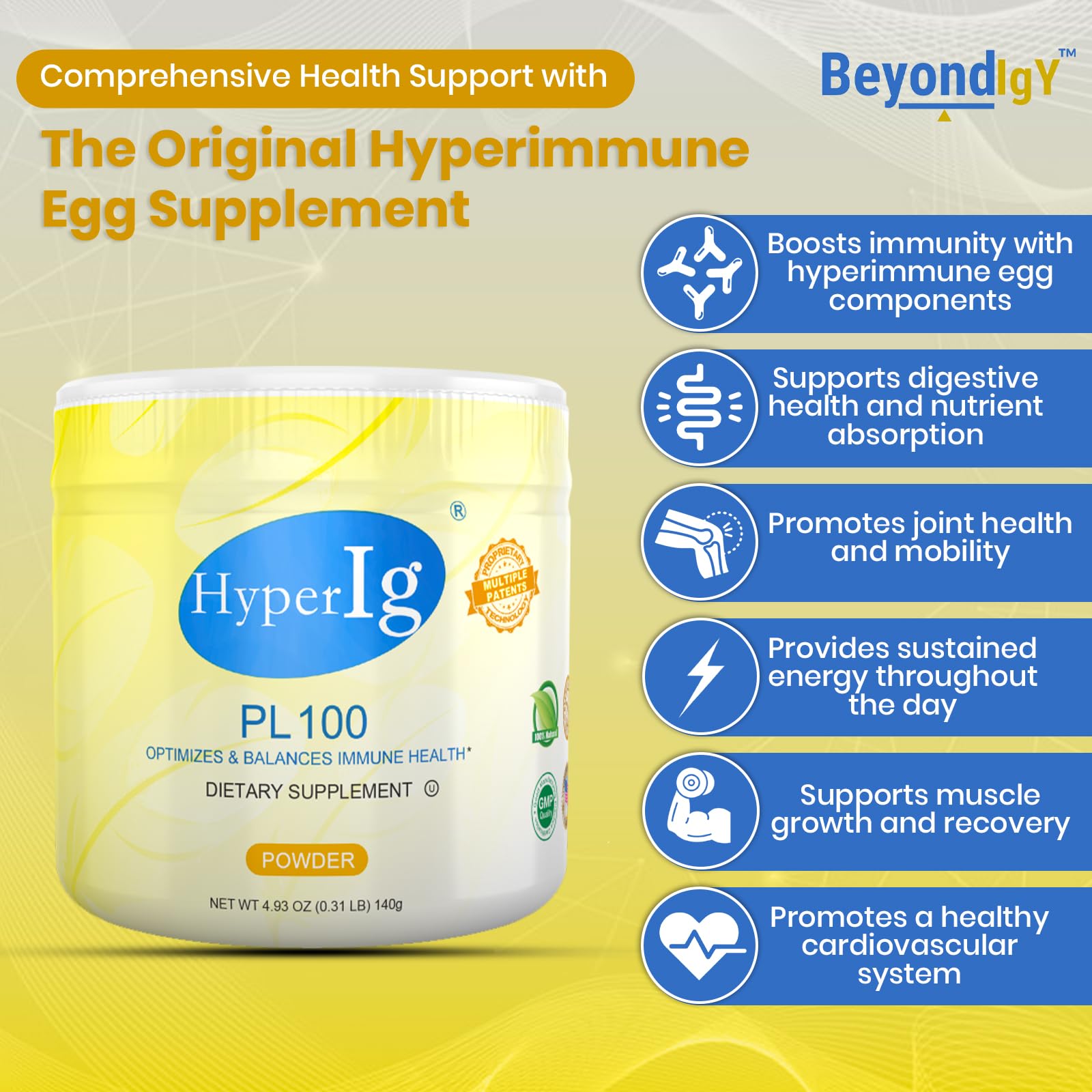 HYPERIG PL-100 powder poured into a smoothie
