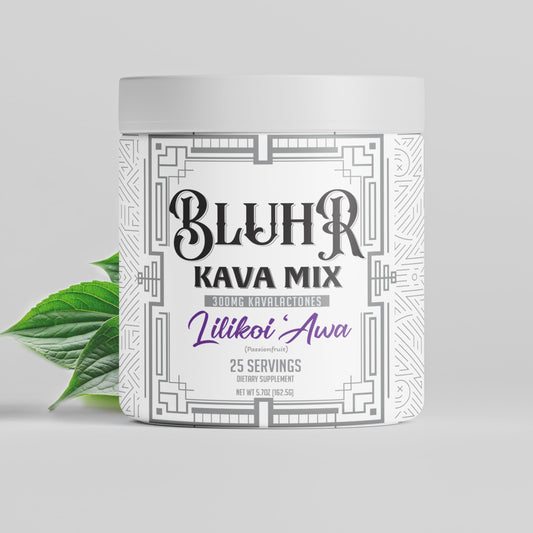 Hypervant Bluhr kava drink powder bottle for a calming evening ritual.