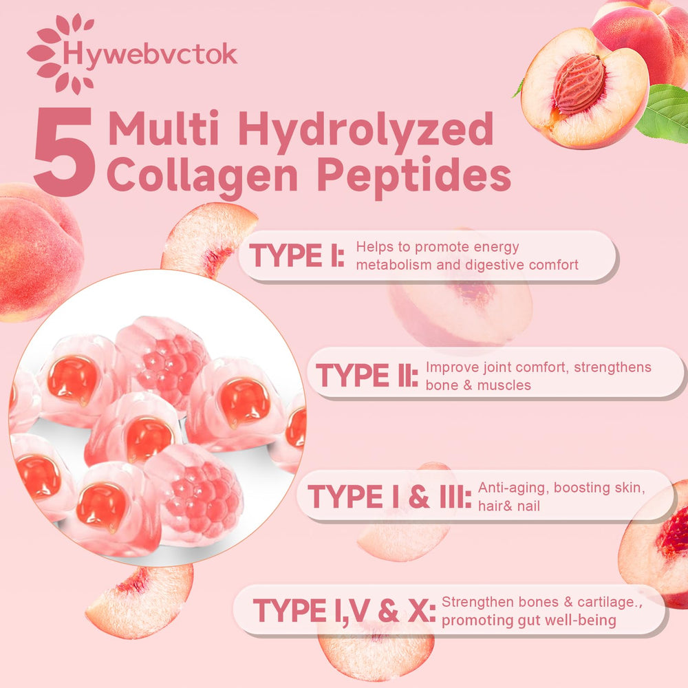 Hywebvctok bottle featuring peach flavor illustration for tasty daily use.