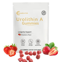 Hywebvctok Urolithin A bottle pour shows gummies for daily vitality and a sugar-free option