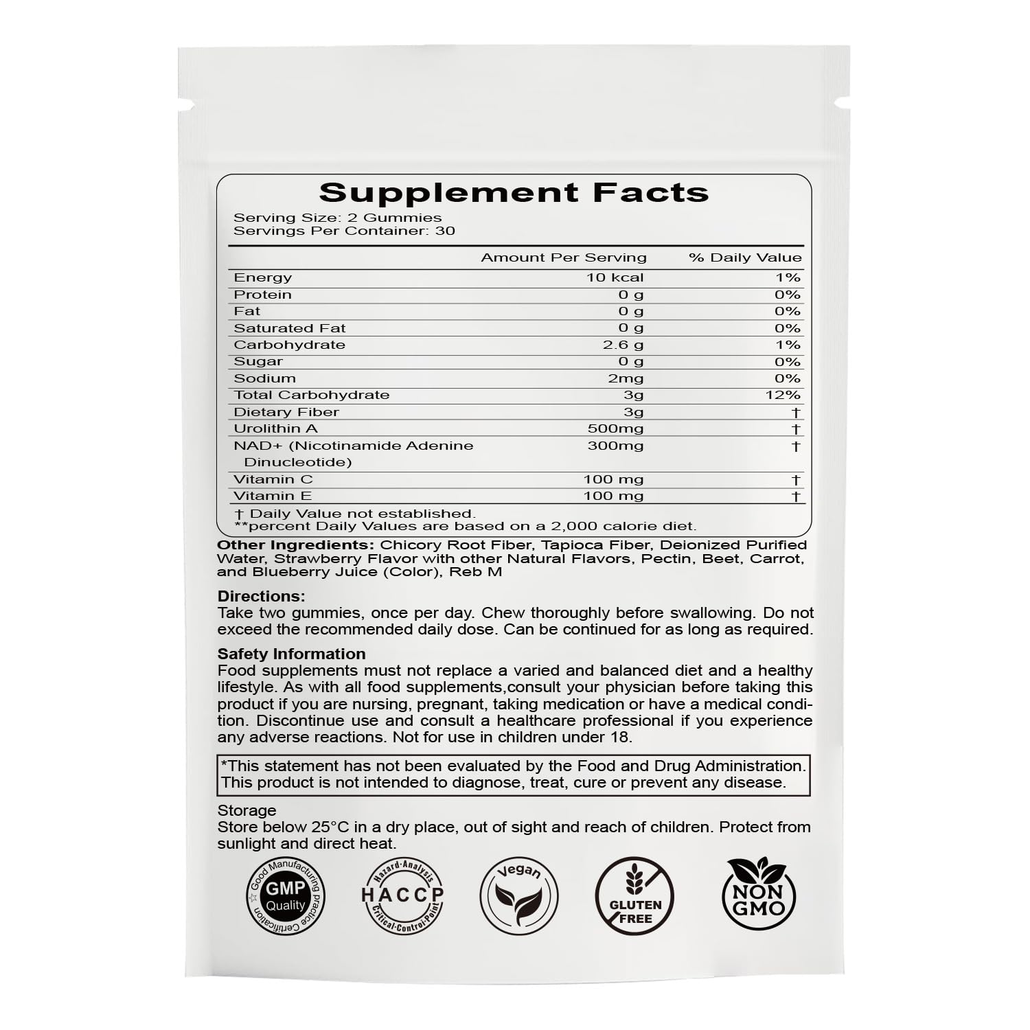 Hywebvctok Urolithin A sugar-free label highlights a flavor-forward option