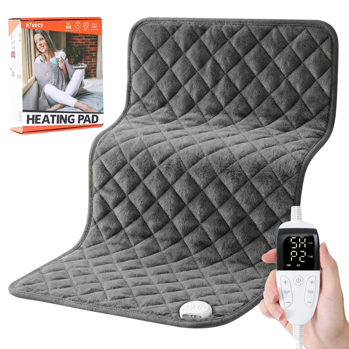 Hywecy extra large heating pad shows full back coverage for targeted warmth