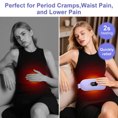 HZD cordless wearable heating pad for hands-free relief during daily activity.