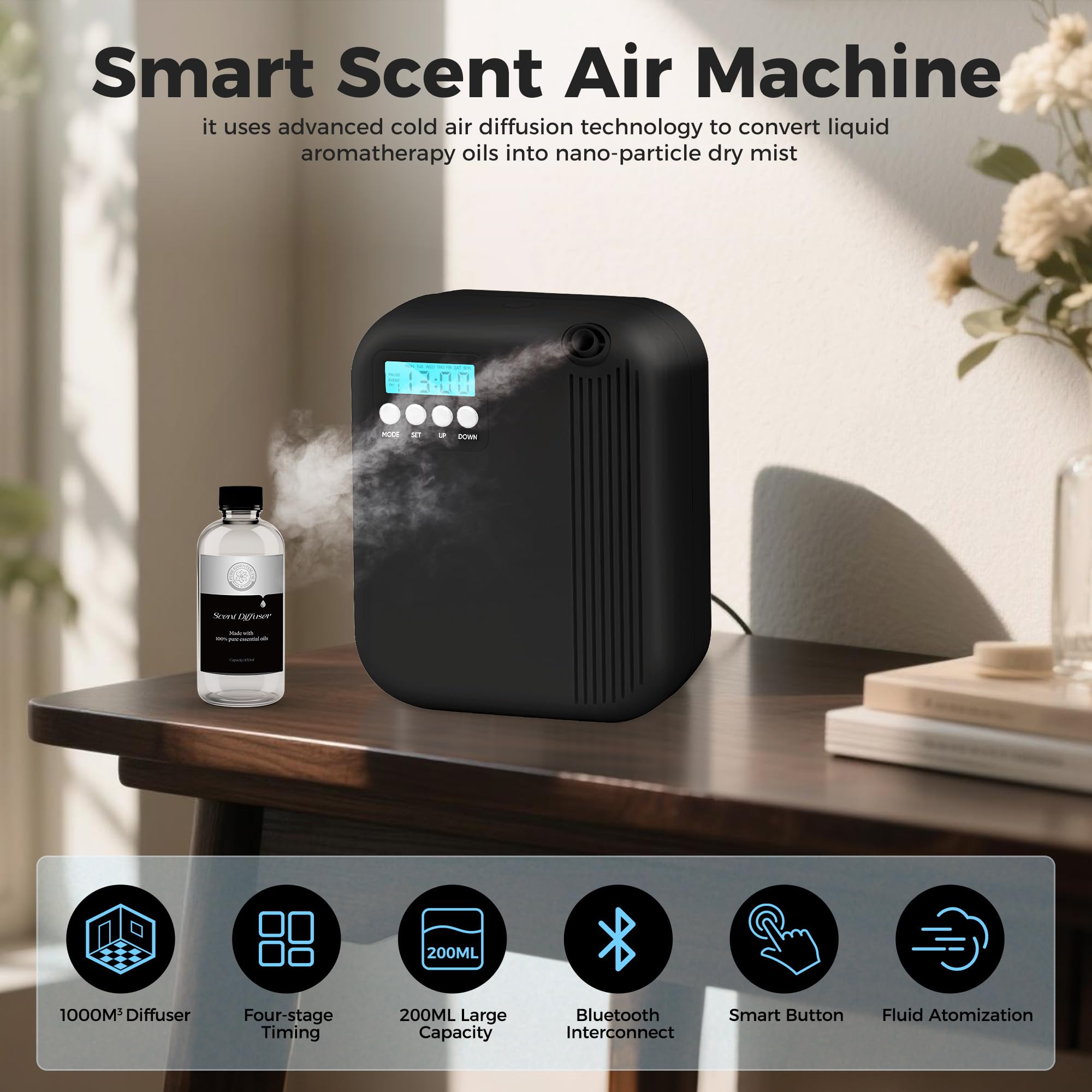 HZQVA Hotel Collection Diffuser nano dry mist diffusion delivers even fragrance.