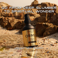 I Am Joy Co. Ormus Gold Oil label close-up highlighting premium materials.