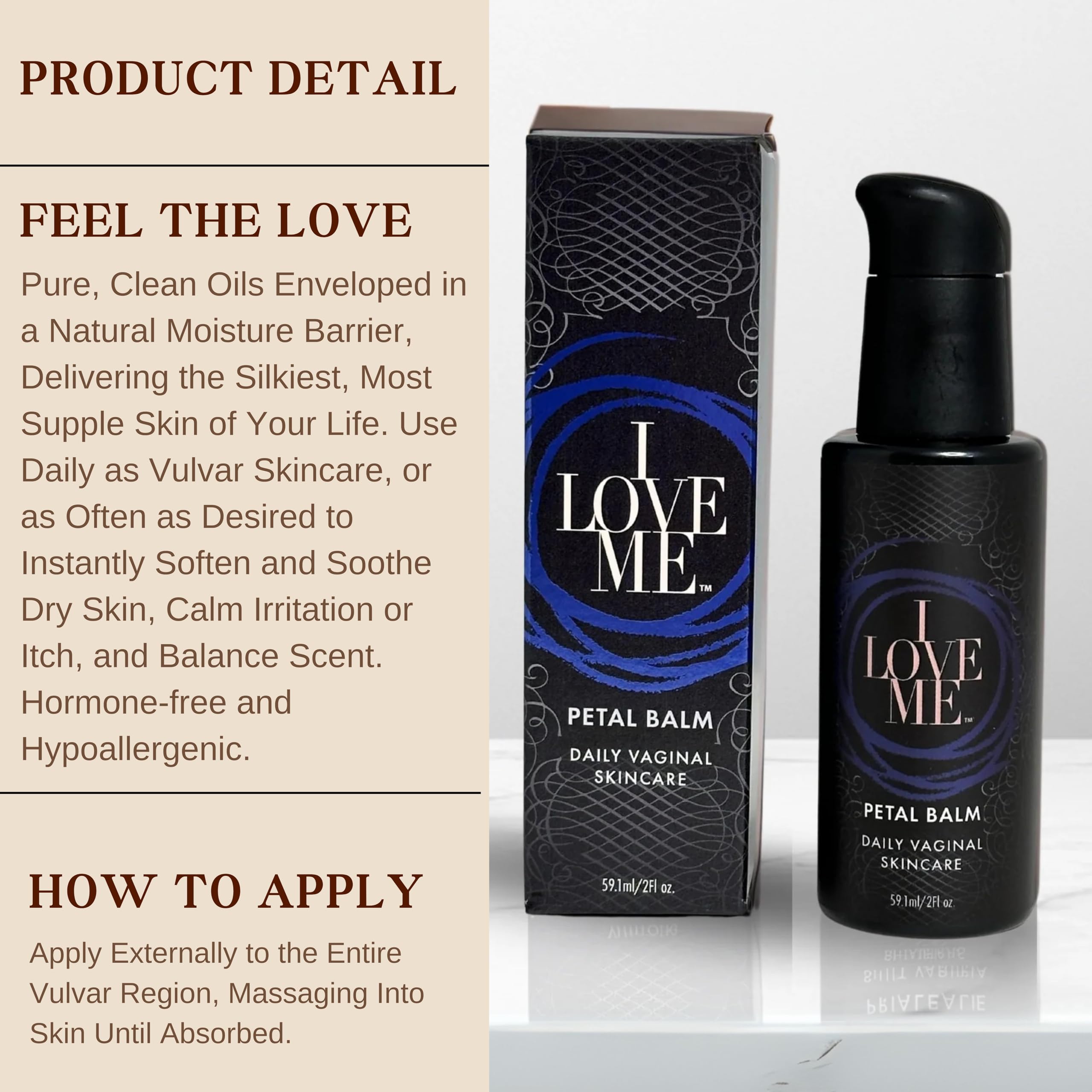 I LOVE ME Petal Balm offers menopause comfort and moisture.
