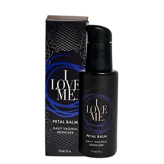 I LOVE ME Petal Balm tube closeup for external vulvar hydration.