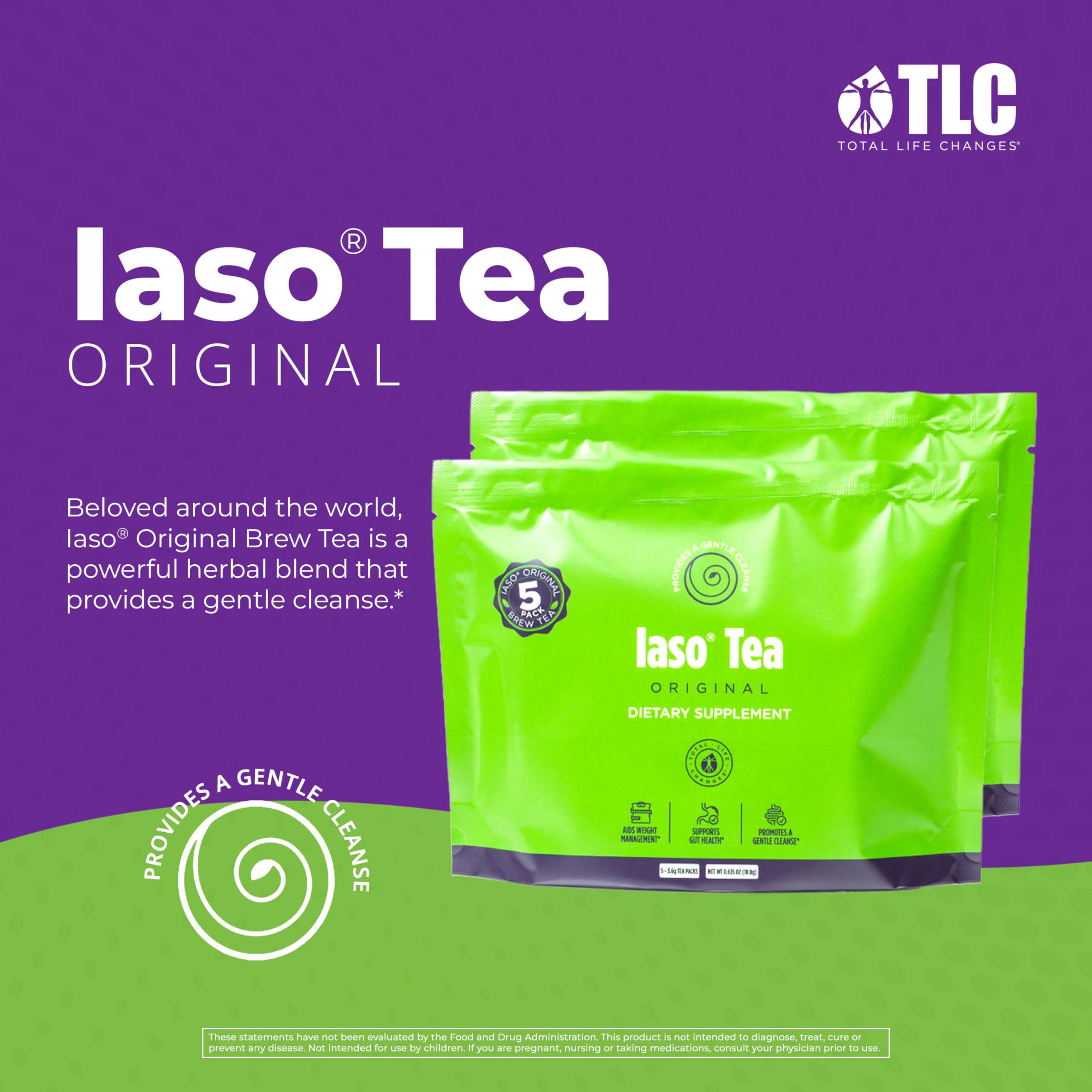 IASO Brewed Tea Original sachet close-up showing plant-based blend.