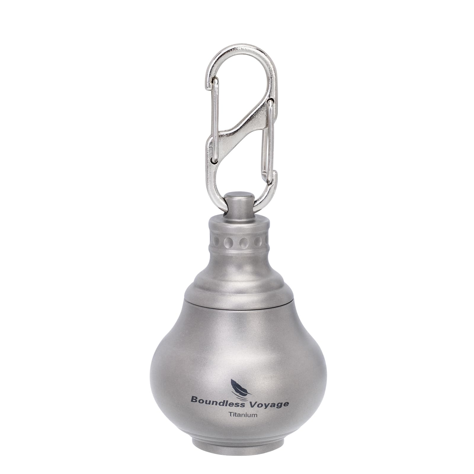iBasingo titanium mini pill bottle on a keychain for quick access