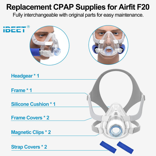 IBEET AirFit F20 headgear in large size supports stable overnight fit.