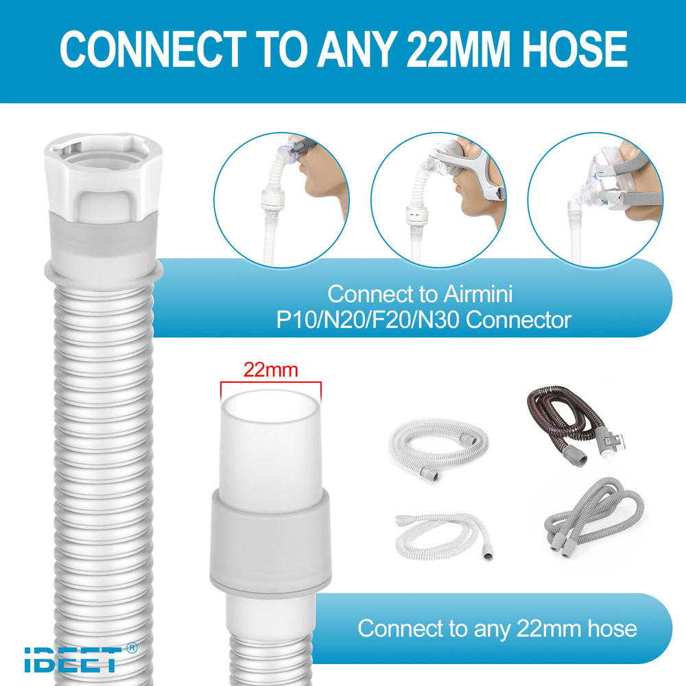 IBEET Air Mini adapter enables 22mm mask compatibility.