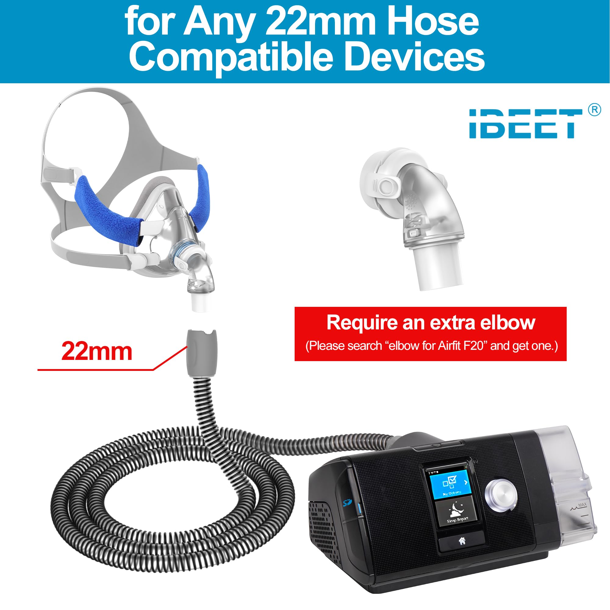 IBEET AirTouch F20 Large headgear for a comfortable, stable fit.