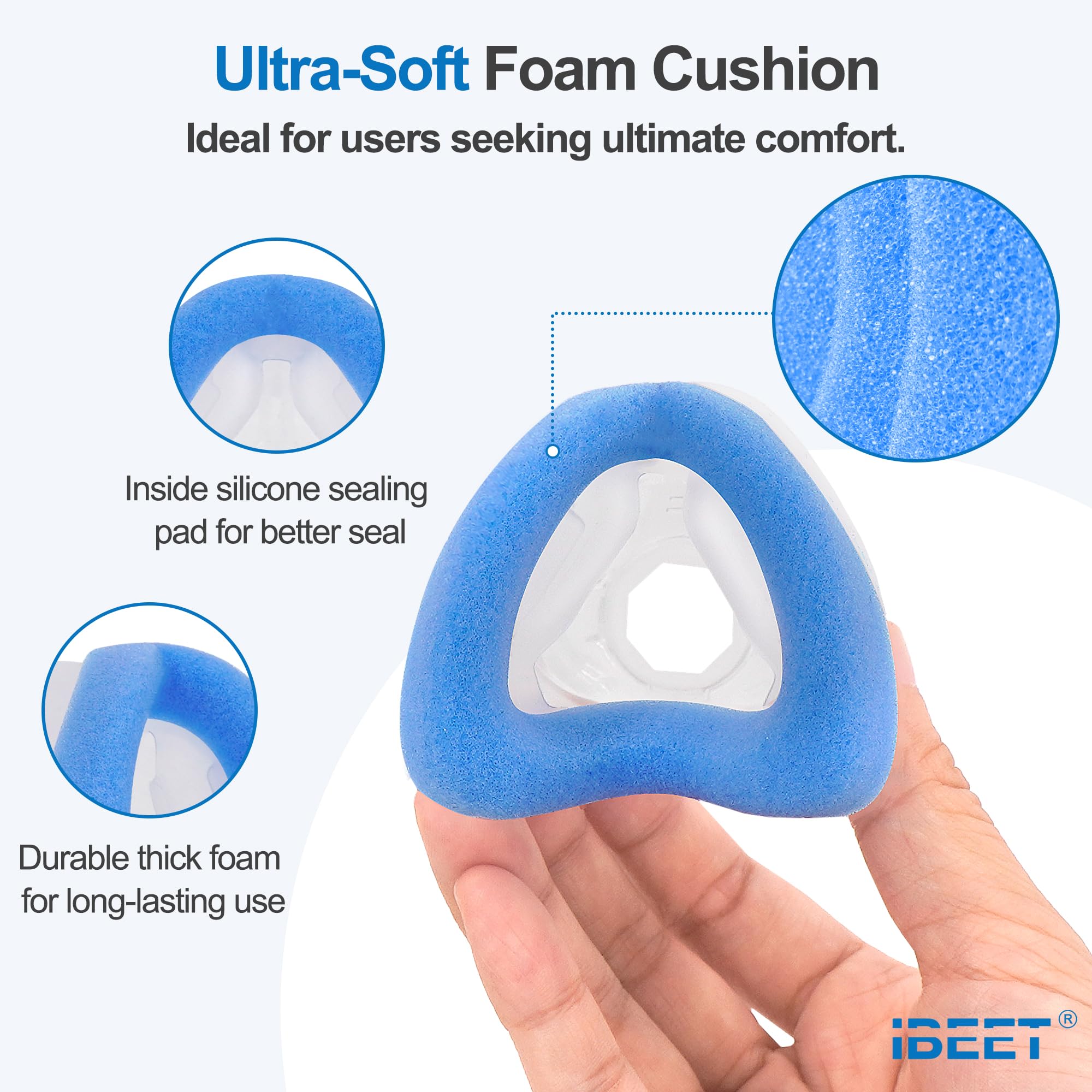 IBEET breathable ultra-soft foam cushion provides cooling nose contact