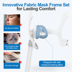 IBEET fabric nasal cushion reduces silicone contact for comfortable wear.