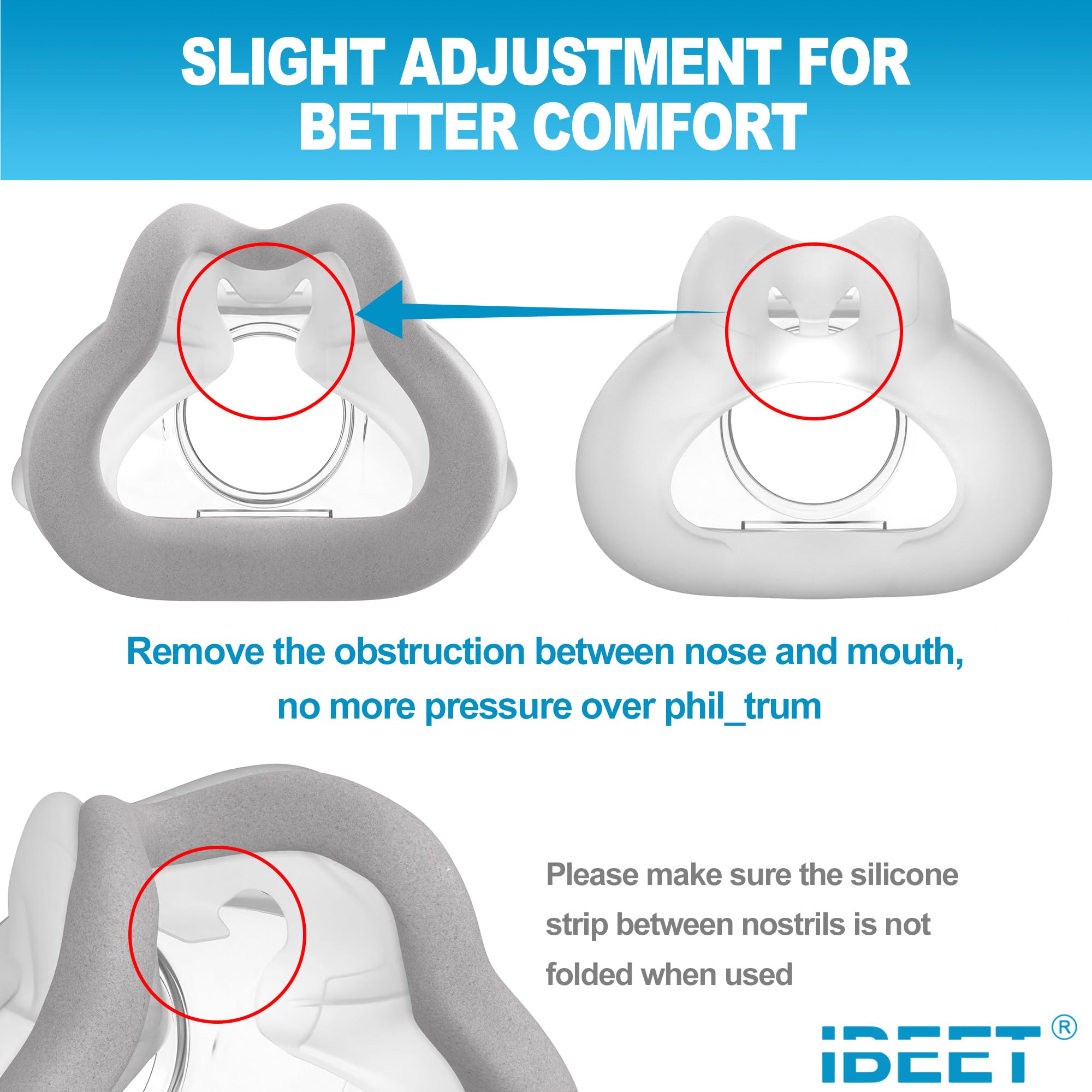 IBEET glasses-friendly cushion designed for comfortable wear with eyewear.