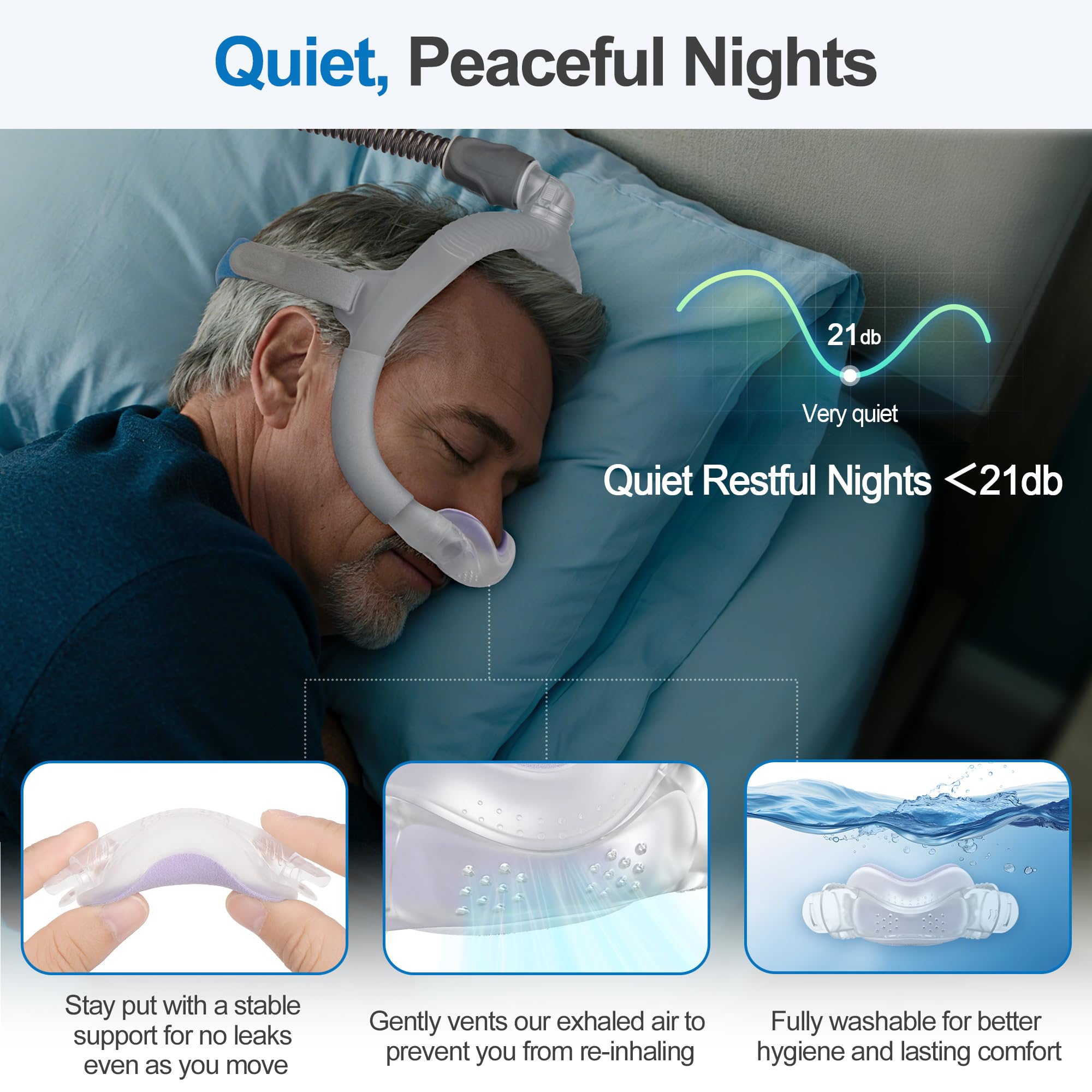 IBEET purple cushion resting under the nose for unobtrusive, comfortable wear