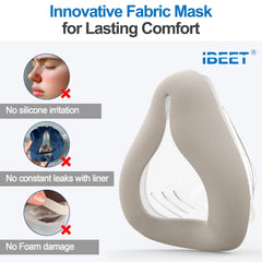 IBEET soft fabric cushion elbow assembly offers a quick, secure replacement on CPAP frames.