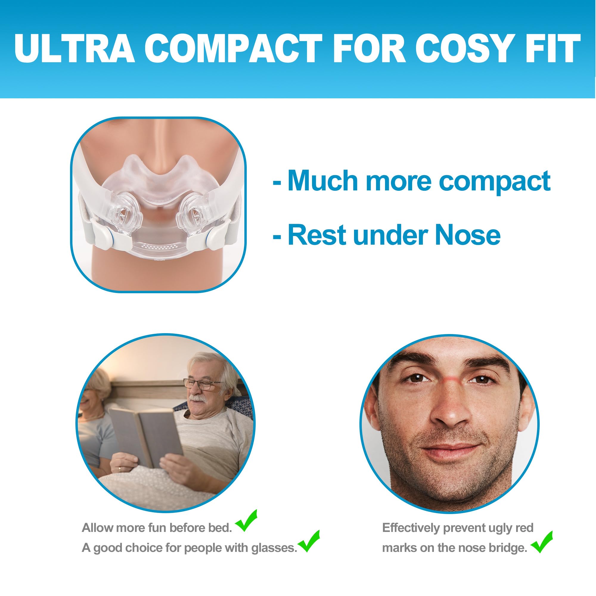 IBEET soft silicone cushion contours to the face for comfort.