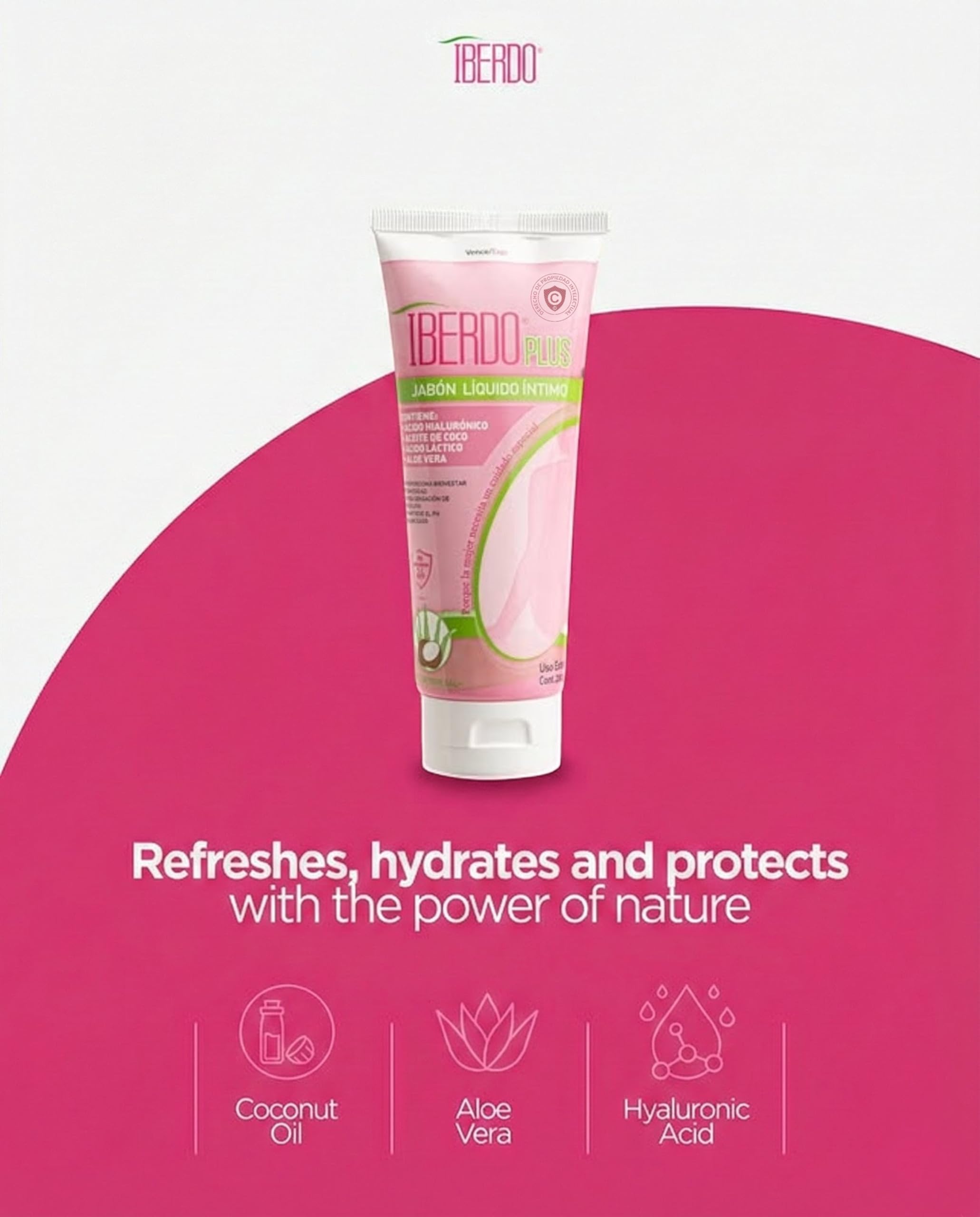 IBERDO PLUS aloe-vera signals soothing for delicate skin.