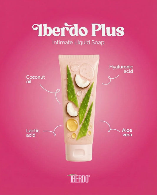 IBERDO PLUS bottle with pump enables convenient daily cleansing.