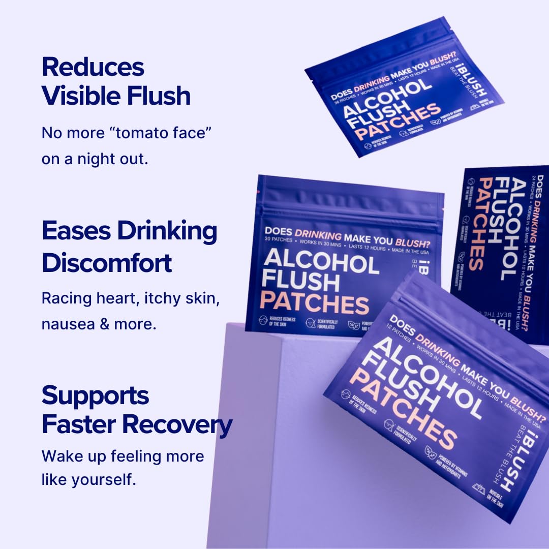 Two iBlush patches applied to the arm for discreet pre-drink support.