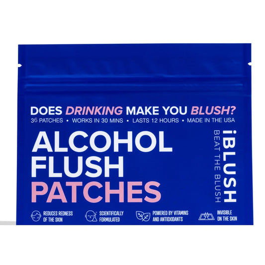 IBLUSH iBlush patch on packaging for discreet alcohol support.