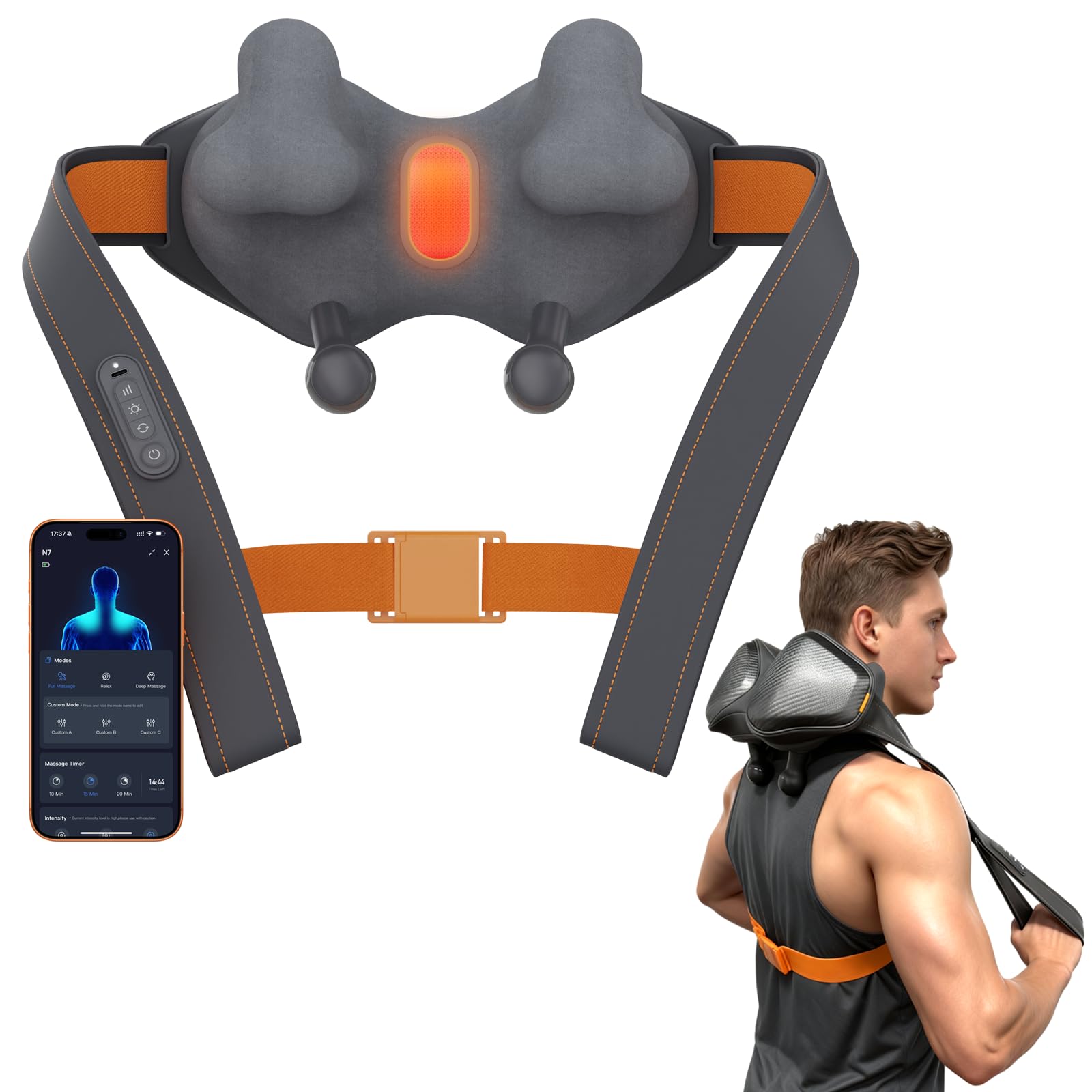 ibreo N7 massage heads provide wide coverage for back and shoulders