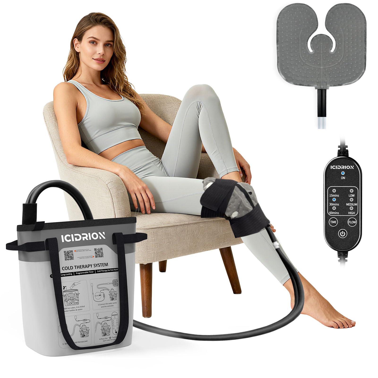 ICIDRION cold therapy machine for knee delivers targeted post-surgery cooling.