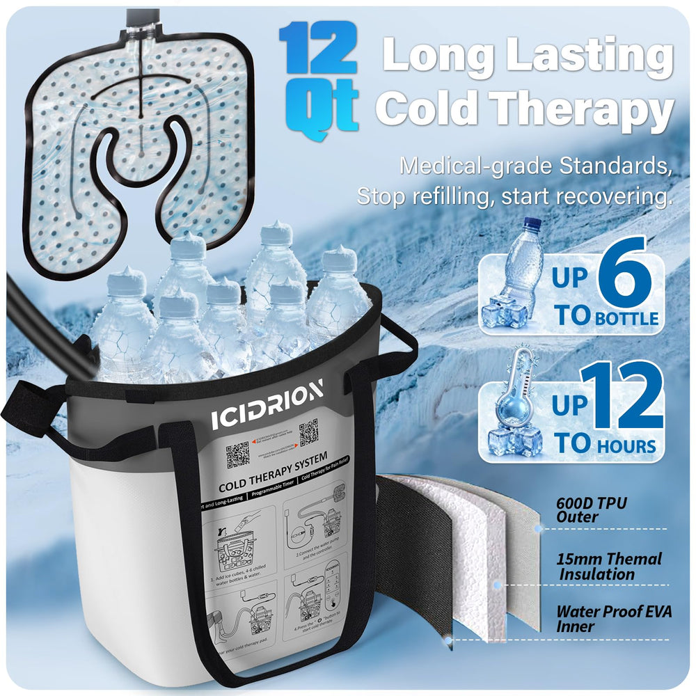 ICIDRION portable knee recovery system lets you treat at home or on the go.
