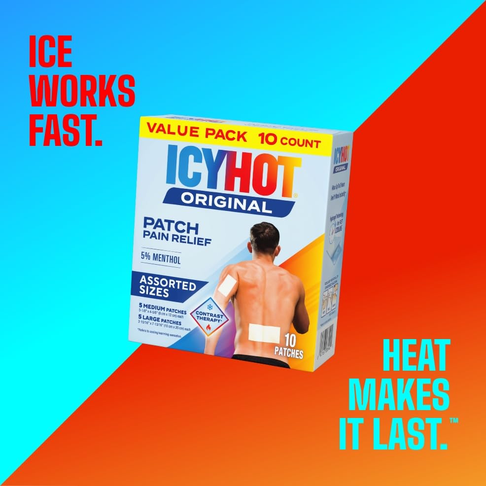 Icy Hot Original large patch on back demonstrates broad-area coverage