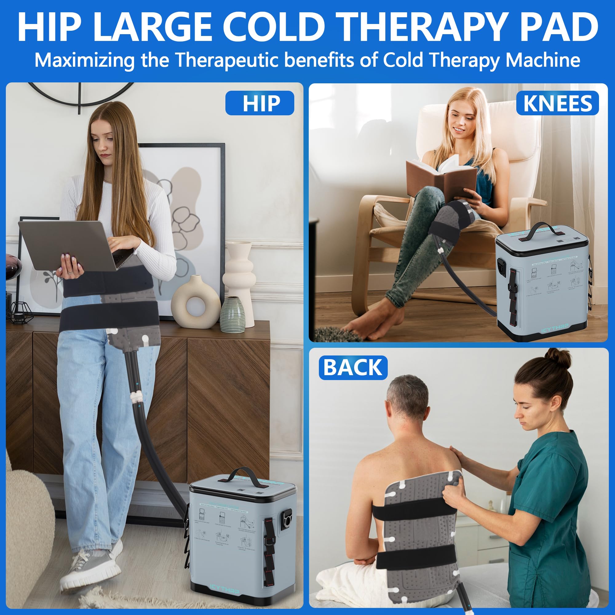 ICYTHRP collapsible insulated bucket filled with ice bottles