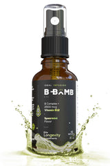 Ideal Infusion B-Bomb bottle showing vegan sugar-free B12 blend for daily energy potential