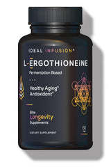 Ideal Infusion ergothioneine bottle demonstrates fermentation-based antioxidant support for daily health.