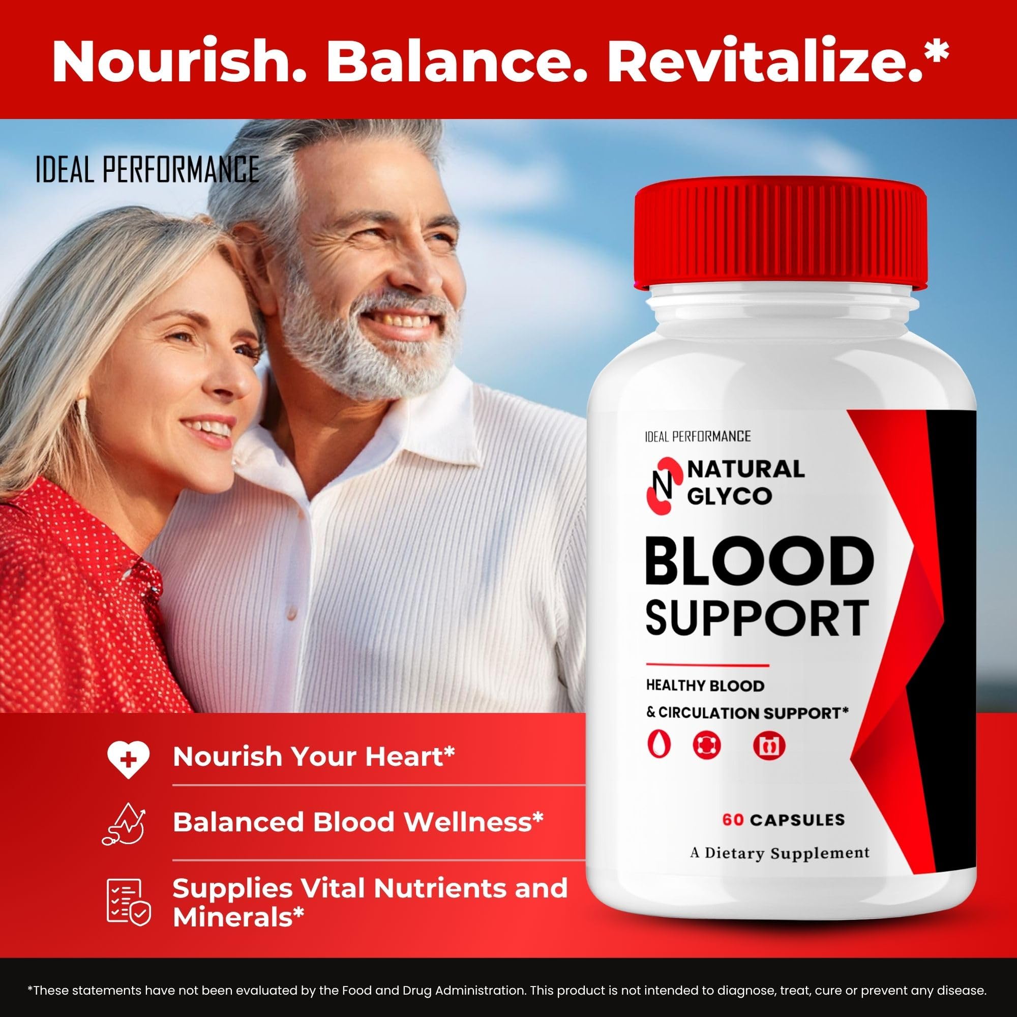 IDEAL PERFORMANCE Advanced Blood Formula Capsules shown in a blister pack