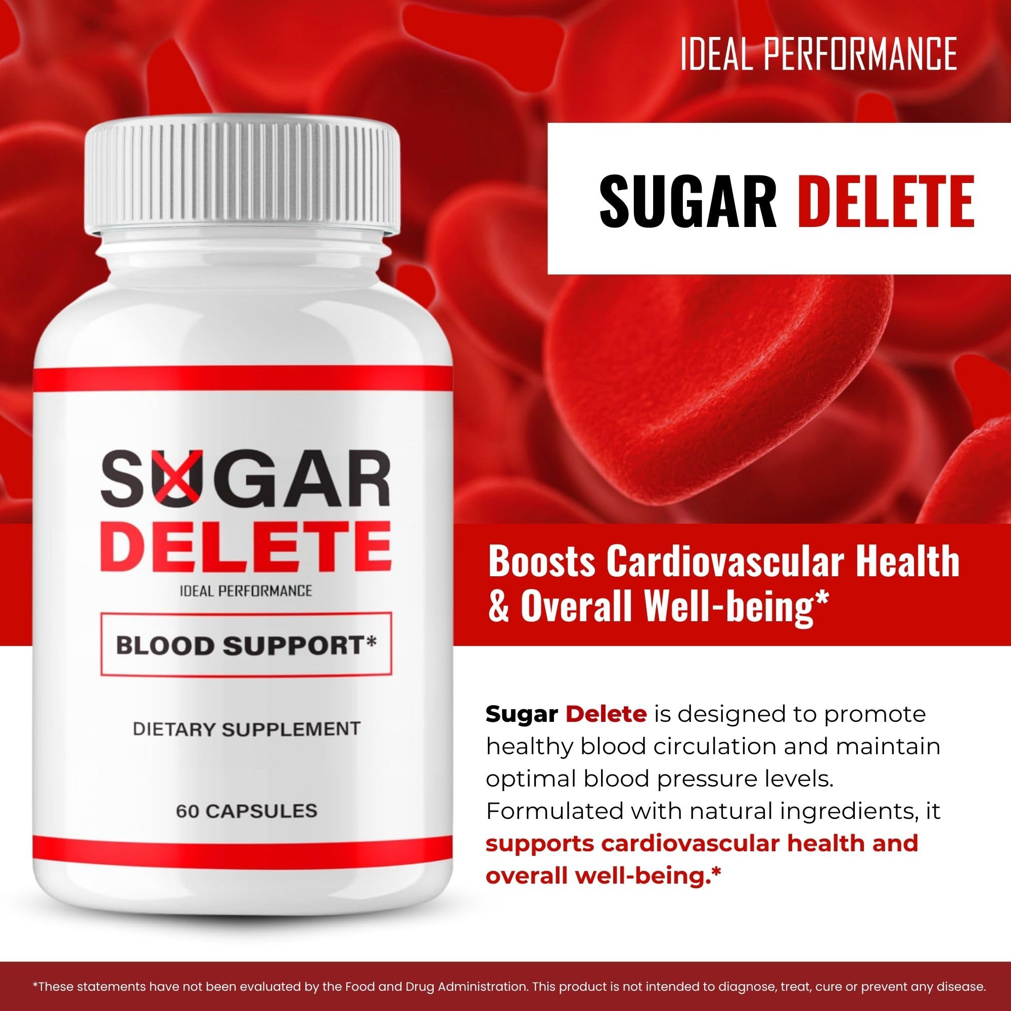 IDEAL PERFORMANCE All Natural Sugar Delete Pills label communicates natural ingredients.