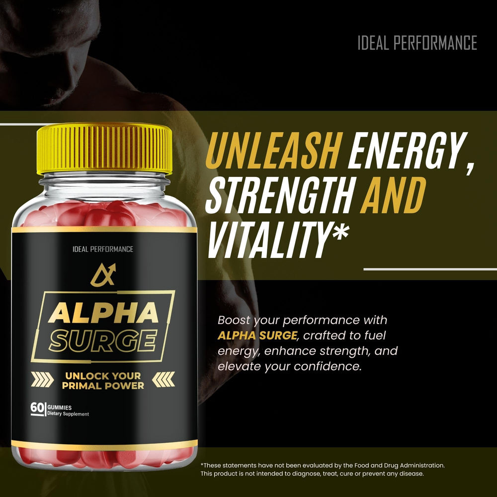 IDEAL PERFORMANCE Alpha Surge gummies pour showing easy consumption.