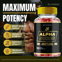 IDEAL PERFORMANCE Alpha Surge label detail highlights the advanced formula.