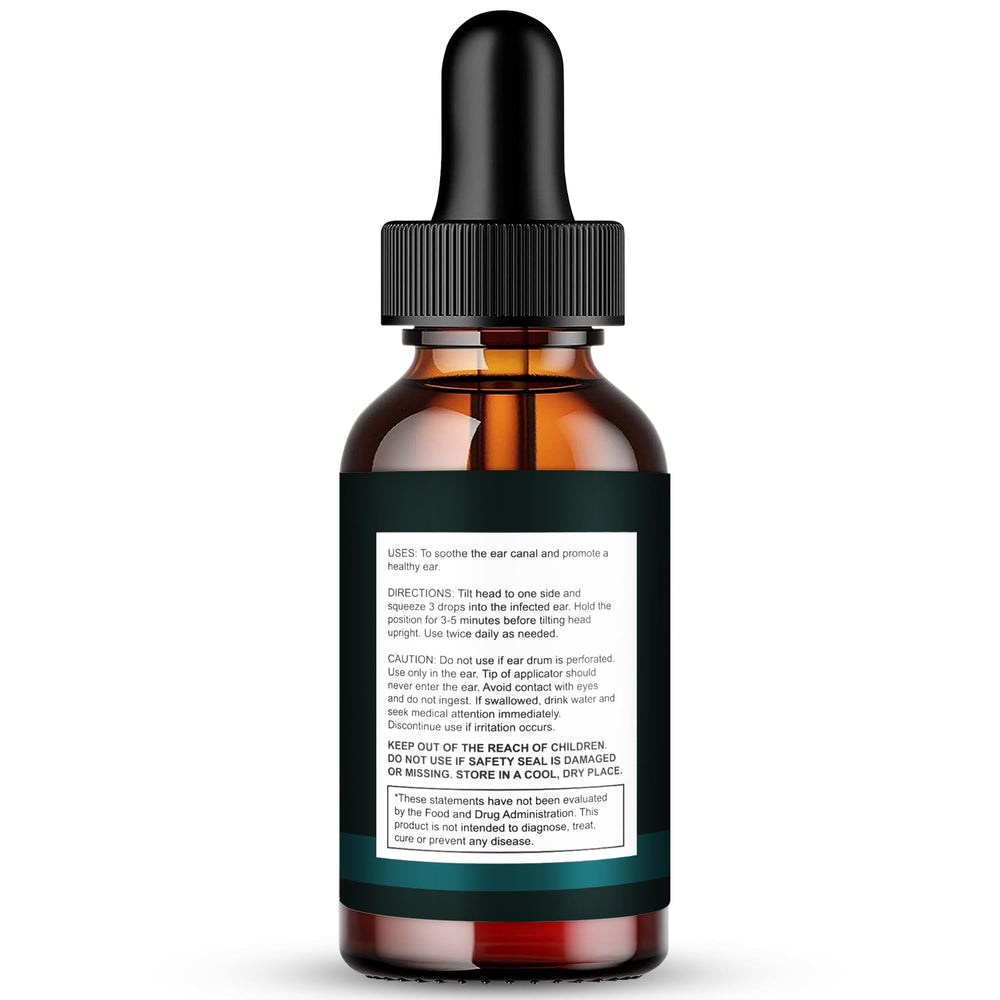 Audifort tinnitus drops label highlights all-natural ingredients within the official formula.