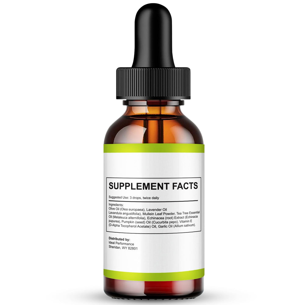 IDEAL PERFORMANCE Bio Calm Pro Tinnitus Drops dropper in action for precise dosing