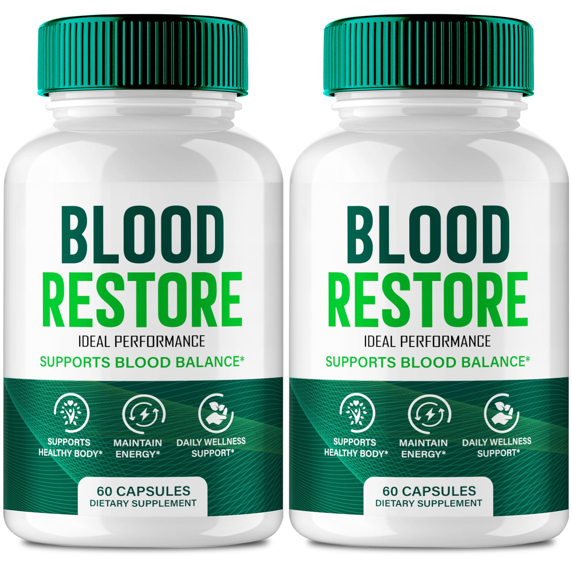 IDEAL PERFORMANCE Blood Restore Capsules bottle front shows premium circulation support.