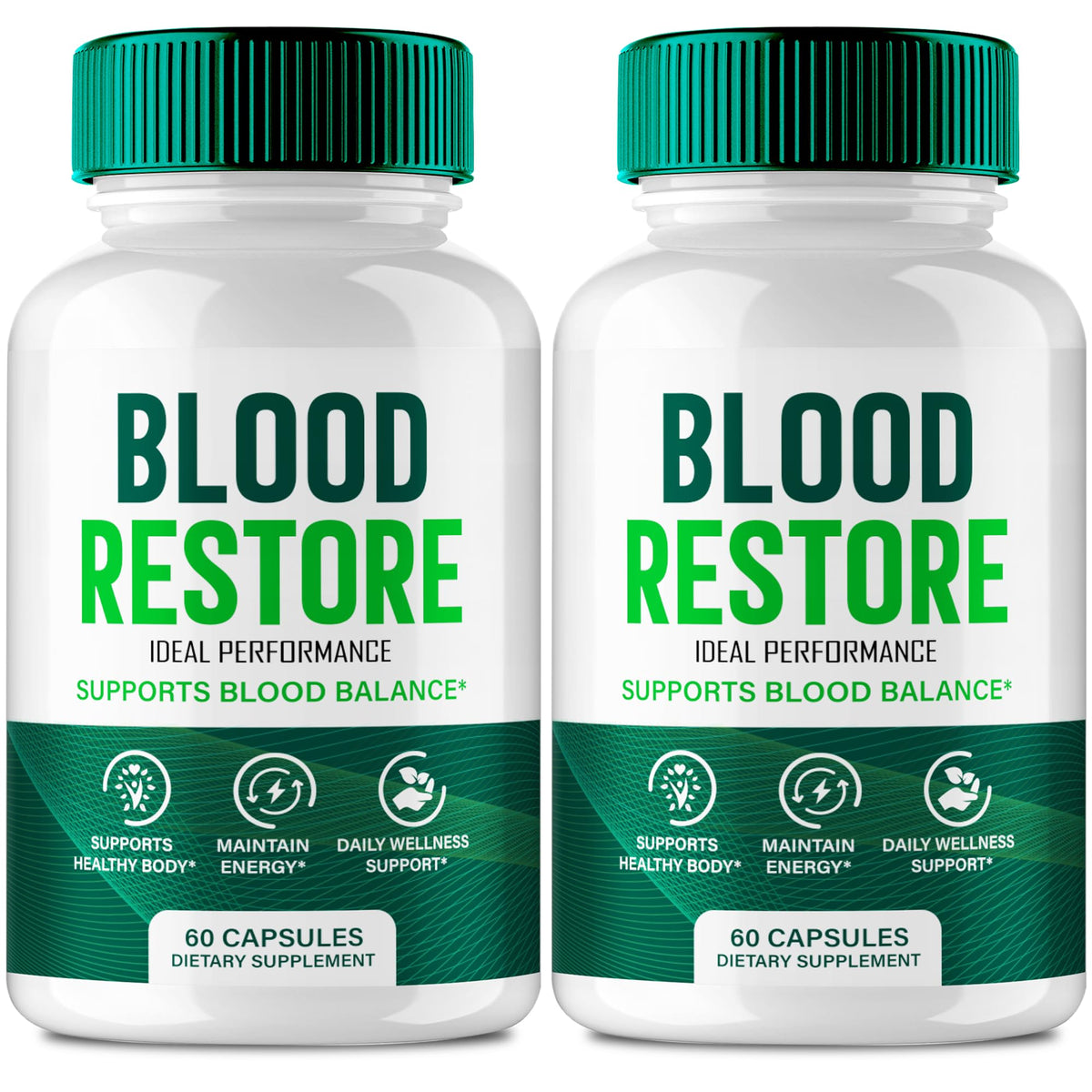 IDEAL PERFORMANCE Blood Restore Capsules bottle front shows premium circulation support.
