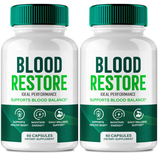 IDEAL PERFORMANCE Blood Restore Capsules bottle front shows premium circulation support.