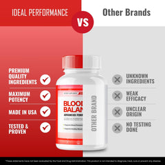 IDEAL PERFORMANCE Blood Balance label details emphasize natural ingredients.
